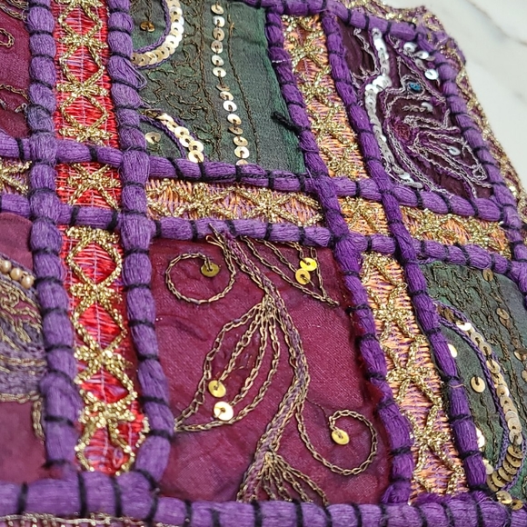 NWOT Indian Style Sequin Satchel Handbag - Picture 5 of 6